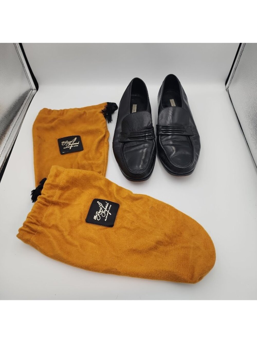 Vintage Florsheim Royal Imperial Loafers Slip On Shoes Size 10 D Black Shoe Bags
